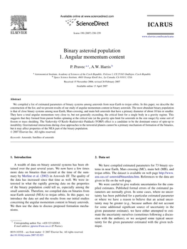 Binary Asteroid Population 1. Angular Momentum Content