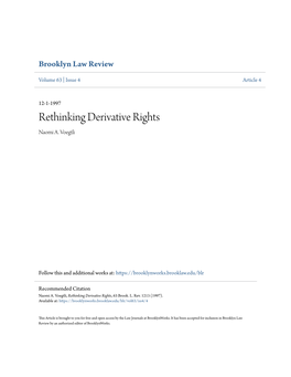 Rethinking Derivative Rights Naomi A