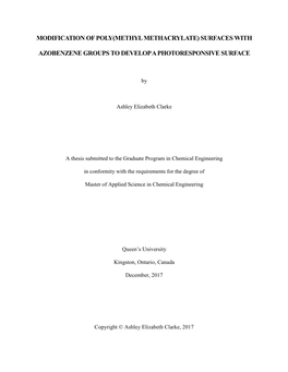 Modification of Poly(Methyl Methacrylate) Surfaces With