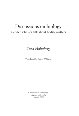 Discussions on Biology Gender Scholars Talk About Bodily Matters