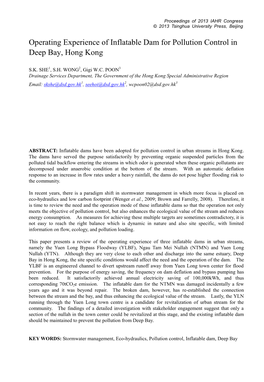 Operating Experience of Inflatable Dam for Pollution Control in Deep Bay, Hong Kong