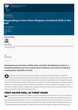 Responding to Iran's New Weapons and Naval Drills in the Gulf by Farzin Nadimi