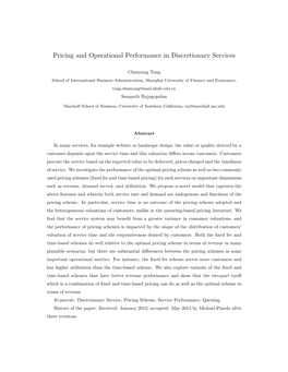 Pricing and Operational Performance in Discretionary Services