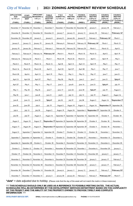 2021 Rezoning Review Schedule