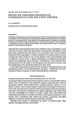 Notes on Pseudogymnoascus, Gymnoascus and Related Genera 519