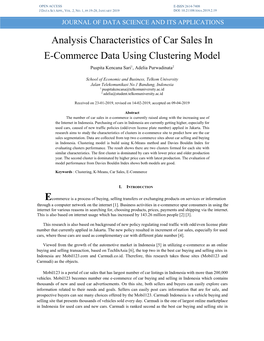 Analysis Characteristics of Car Sales in E-Commerce Data Using Clustering Model