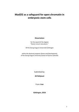 Mad2l2 As a Safeguard for Open Chromatin in Embryonic Stem Cells