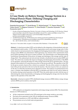 A Case Study on Battery Energy Storage System in a Virtual Power Plant: Deﬁning Charging and Discharging Characteristics