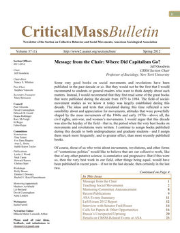 Criticalmassbulletin Newsletter of the Section on Collective Behavior and Social Movements, American Sociological Association