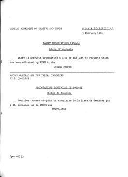 3 February 1961 TARIFF NEGOTIATIONS 1960-61 Lists Of