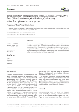 Lepidoptera, Gracillariidae, Ornixolinae) with a Description of One New Species