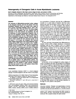 Heterogeneity of Clonogenic Cells in Acute Myeloblastic Leukemia Kert D