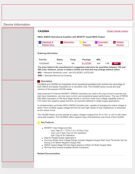 CA3260A Device Information