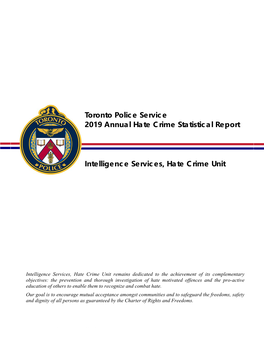 Toronto Police Service 2019 Annual Hate Crime Statistical Report