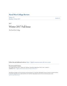 Winter 2017 Full Issue the an Val War College