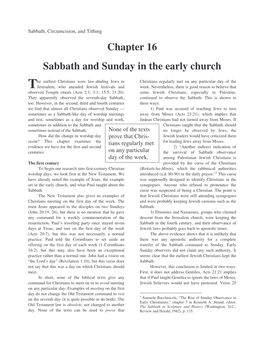 Chapter 16 Sabbath and Sunday in the Early Church