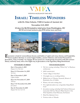 Israel: Timeless Wonders with Dr