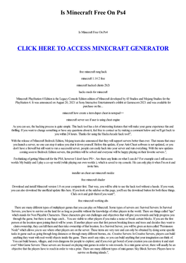 Is Minecraft Free on Ps4