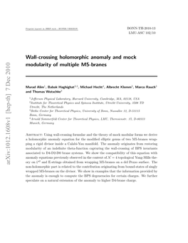 Wall-Crossing Holomorphic Anomaly and Mock Modularity of Multiple M5