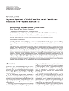 Improved Synthesis of Global Irradiance with One-Minute Resolution for PV System Simulations