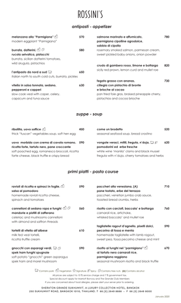 Rossini's a La Carte Menu 14-01-20 with Address