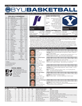 Byu 2014-15 Schedule Social Media Game Information