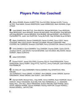 Players Pete's Coached