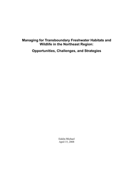 Managing for Transboundary Freshwater Habitats and Wildlife in the Northeast Region: Opportunities, Challenges, and Strategies