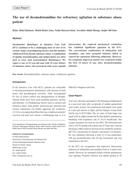 The Use of Dexmedetomidine for Refractory Agitation in Substance Abuse Patient