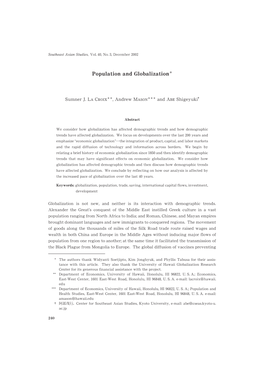 Population and Globalizationῃ