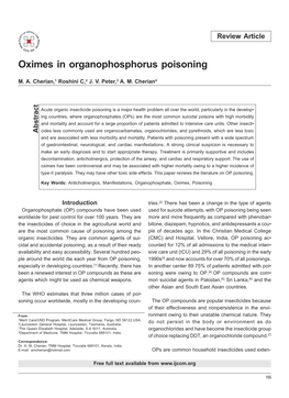 Oximes in Organophosphorus Poisoning