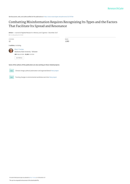 Combatting Misinformation Requires Recognizing Its Types and the Factors That Facilitate Its Spread and Resonance