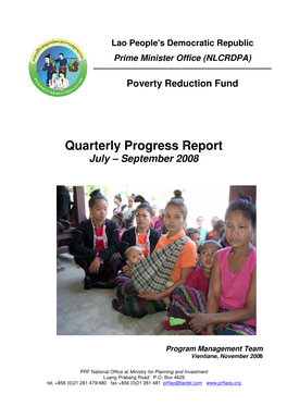 Quarterly Progress Report July – September 2008