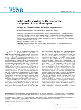 Update on Flow Diverters for the Endovascular Management of Cerebral Aneurysms