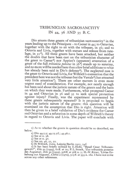 Trjbunician Sacrosanctity in 44, 36 and 35 B. C