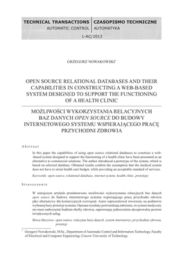 Czasopismo Techniczne / Technical Transaction