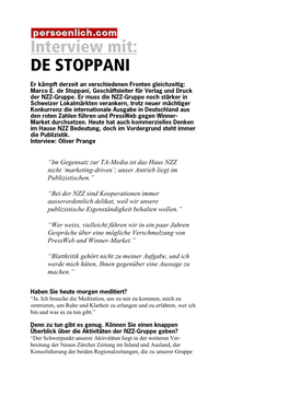 Interview Mit: DE STOPPANI