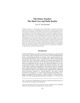 The Dance Teacher: the Ideal Case and Daily Reality J