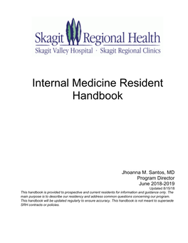 Internal Medicine Resident Handbook