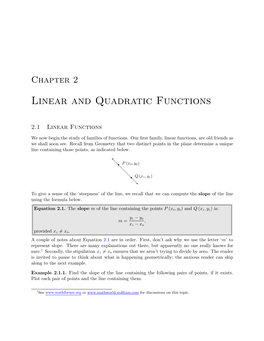 Linear and Quadratic Functions