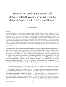 Scottish Crop Yields in the Second Half of the Seventeenth Century: Evidence from the Mains of Castle Lyon in the Carse of Gowrie*