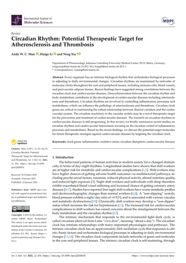 Circadian Rhythm: Potential Therapeutic Target for Atherosclerosis and Thrombosis