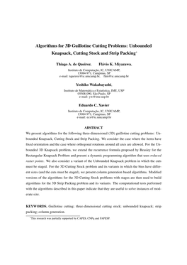 Algorithms for 3D Guillotine Cutting Problems: Unbounded Knapsack, Cutting Stock and Strip Packing∗