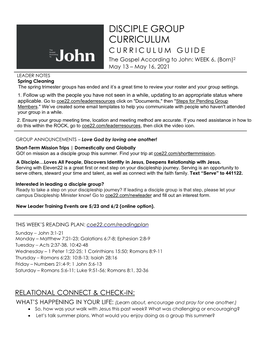 Disciple Group Curriculum