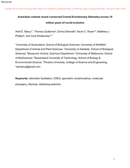 Australian Rodents Reveal Conserved Cranial Evolutionary Allometry Across 10