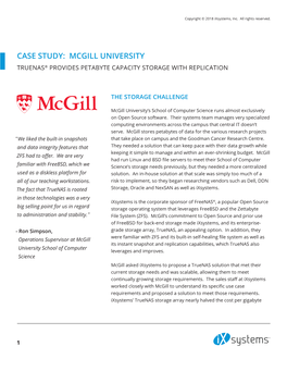 Case Study: Mcgill University Truenas® Provides Petabyte Capacity Storage with Replication