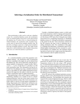 Inferring a Serialization Order for Distributed Transactions∗