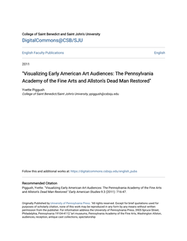 "Visualizing Early American Art Audiences: the Pennsylvania Academy of the Fine Arts and Allston's Dead Man Restored"