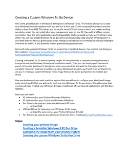 Creating a Custom Windows to Go Device
