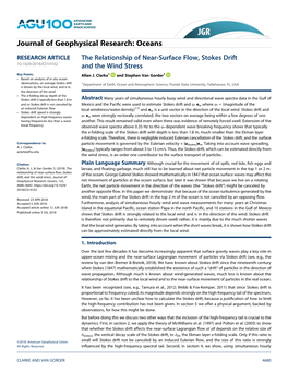 The Relationship of Near-Surface Flow, Stokes Drift and the Wind Stress